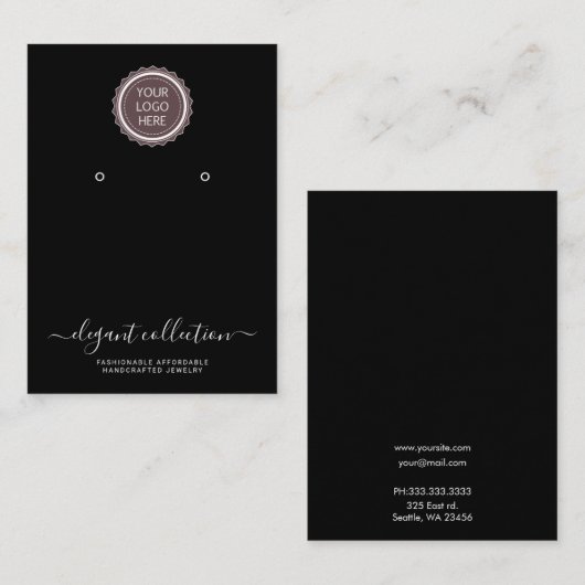 Calligrafie zwart wit Uw Logo oorscherm Visitekaartje (Voorkant / Achterkant)
