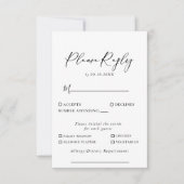 Calligrafie Zwart Wit Weddenmenu Keuze Antwoord (Voorkant)