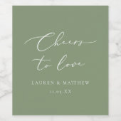 Calligrafiekers tot liefhebberij Groene bruiloft Wijn Etiket (Enkel label)