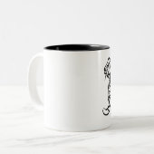 Calligrafielenleeuw (zwart) tweekleurige koffiemok (Voorkant links)