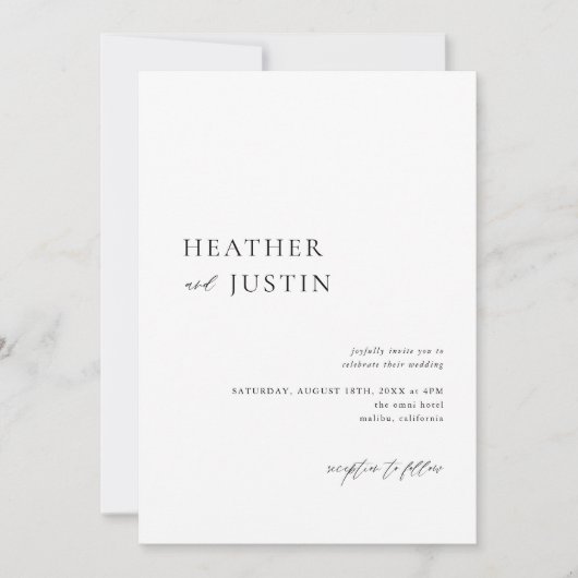 Calligrafieminimaliserende uitnodiging voor een br (Voorkant)