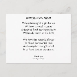 Calligrafieminimalistisch Black White Honeymoon Fo Briefkaart