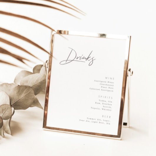 Calligrafieminimalistisch menu Moderne balk Poster