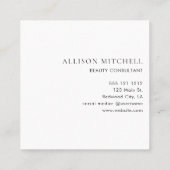 Calligrafieminimalistisch wit vierkante visitekaartje (Achterkant)