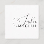 Calligrafieminimalistisch wit vierkante visitekaartje (Voorkant)