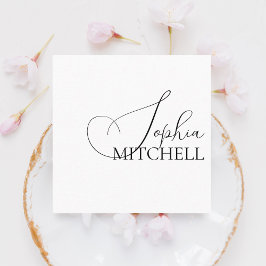 Calligrafieminimalistisch wit vierkante visitekaartje