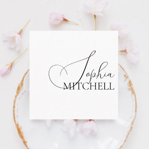 Calligrafieminimalistisch wit vierkante visitekaartje