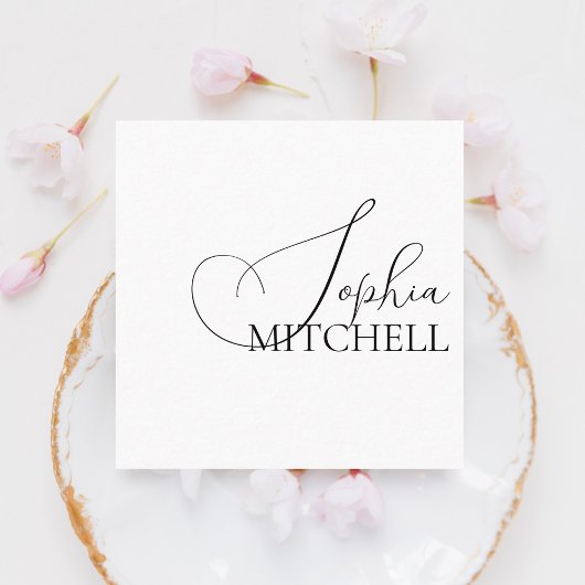 Calligrafieminimalistisch wit vierkante visitekaartje