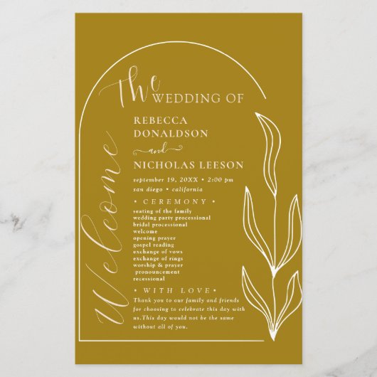 Calligrafieminimum Text Script Wedding Program (Voorkant)