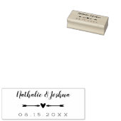 Calligrafienaam Heart & Arrows Weduwdatum Rubberstempel (Gestempeld)