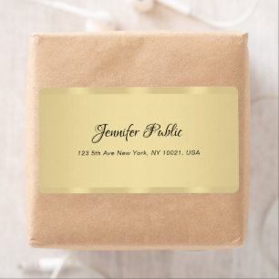 Calligrafienaam Modern Hand Script Faux Gold Etiket