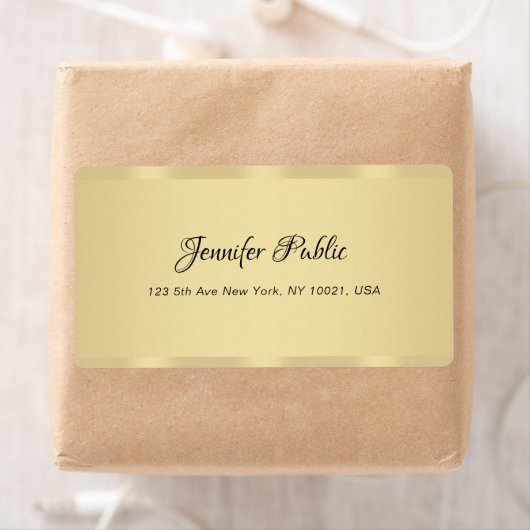 Calligrafienaam Modern Hand Script Faux Gold Etiket (Insitu)