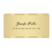 Calligrafienaam Modern Hand Script Faux Gold Etiket (Voorkant)