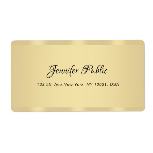 Calligrafienaam Modern Hand Script Faux Gold Etiket (Voorkant)