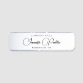 Calligrafienaam Tag Elegant Script Silver Glitter (Voorkant)