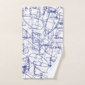 Calligrafiepatroon van blauwe handtekeningen bad handdoek (Handdoek)