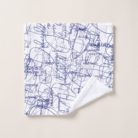 Calligrafiepatroon van blauwe handtekeningen bad handdoek (Wasdoekje)