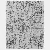 Calligrafiepatroon van zwarte handtekeningen op gr fleece deken (Voorkant)