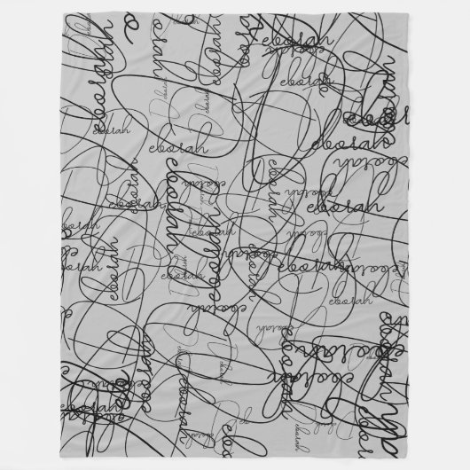 Calligrafiepatroon van zwarte handtekeningen op gr fleece deken (Voorkant)