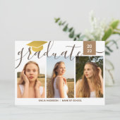 Calligrafiescript 4 Fotocollage Afstuderen Kaart (Staand voorkant)