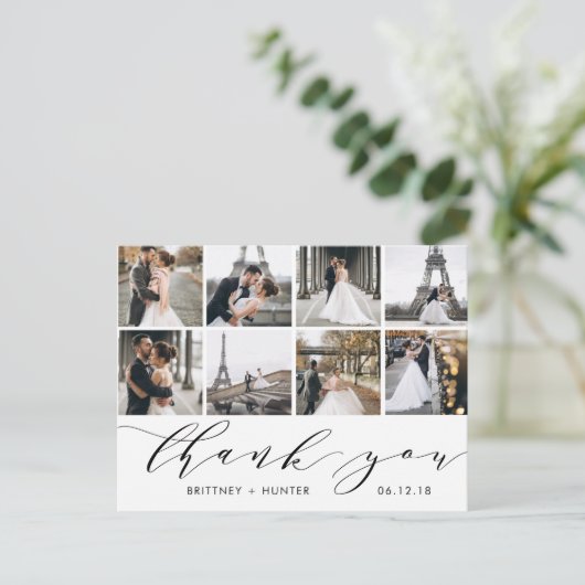 Calligrafiescript 8 Foto Dank u Briefkaart (Staand voorkant)