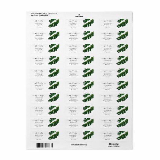 Calligrafiescript Banana verliest het terugkeeradr Etiket (Full Sheet)