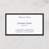Calligrafiescript Black White Elegant Sjabloon Visitekaartje (Achterkant)