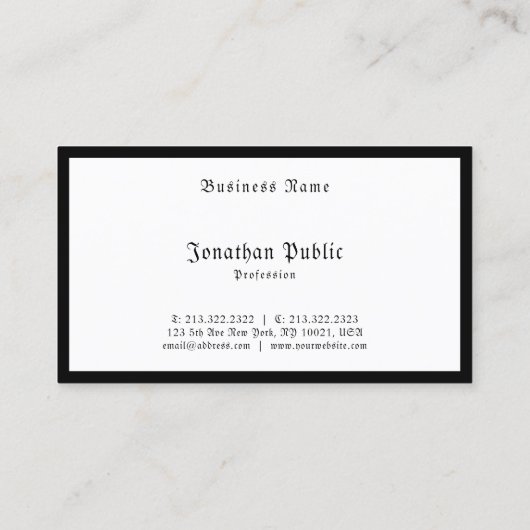 Calligrafiescript Black White Elegant Sjabloon Visitekaartje (Achterkant)