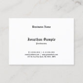 Calligrafiescript Black White Plain  Retro Visitekaartje (Achterkant)