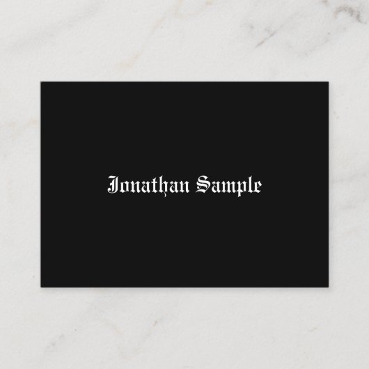 Calligrafiescript Black White Plain  Retro Visitekaartje (Voorkant)