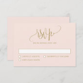 Calligrafiescript Blush en Gold Wedding RSVP Kaartje (Voorkant / Achterkant)