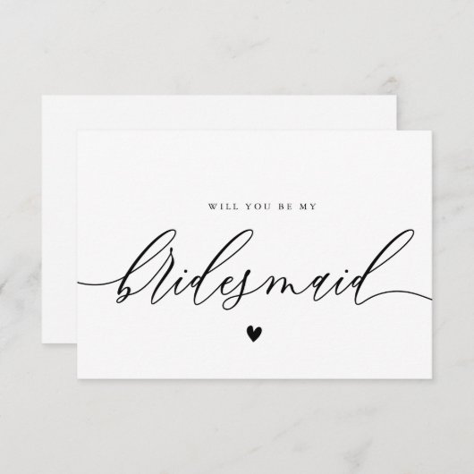 calligrafiescript bridesmaid voorstelkaart kaart (Voorkant / Achterkant)