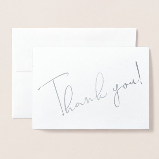 Calligrafiescript Dankuwel Noteer Silver Folie Kaarten (Voorkant met envelop)