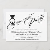 Calligrafiescript Diamond Ring Engagement Party Kaart (Voorkant)