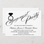 Calligrafiescript Diamond Ring Engagement Party Kaart (Voorkant / Achterkant)