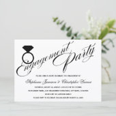 Calligrafiescript Diamond Ring Engagement Party Kaart (Staand voorkant)