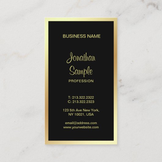 Calligrafiescript elegant  Golden Plain Visitekaartje (Achterkant)