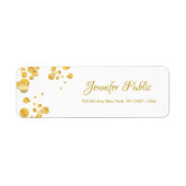 Calligrafiescript Elegant Sjabloon Gold Confetti Etiket (Voorkant)