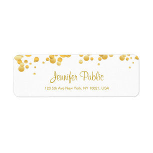 Calligrafiescript Elegant Sjabloon Gold Confetti Etiket