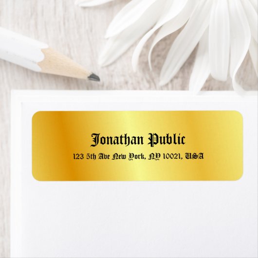 Calligrafiescript Faux Gold Elegant Sjabloon Etiket (Insitu)