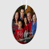 Calligrafiescript Feliz Navidad Rood foto Ornament (voorkant)