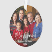 Calligrafiescript Feliz Navidad Rood foto Ornament (voorkant)