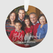 Calligrafiescript Feliz Navidad Rood foto Ornament (voorkant)