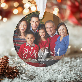 Calligrafiescript Feliz Navidad Rood foto Ornament