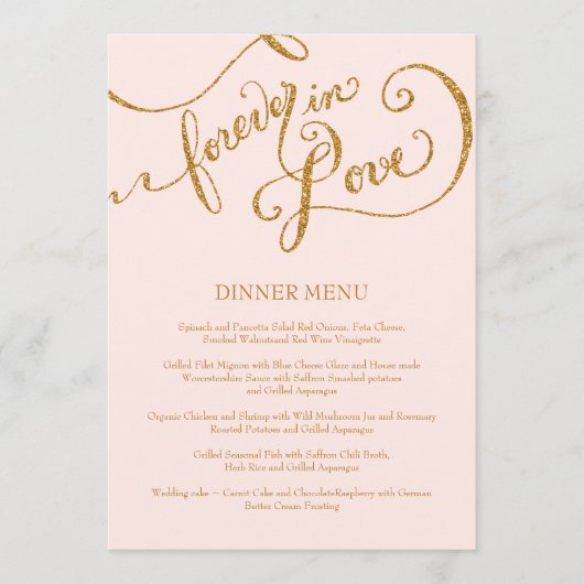 Calligrafiescript Forever in Love Gold Glitter Menu (Voorkant)