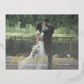 Calligrafiescript Foto bedankt Post Card Folie Uitnodiging Briefkaart (Voorkant)