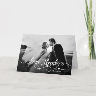 Calligrafiescript Foto bruiloft Hartelijk dank Bedankkaart