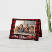 Calligrafiescript Foto Buffalo Pset Red Truck Feestdagen Kaart (Voorkant)