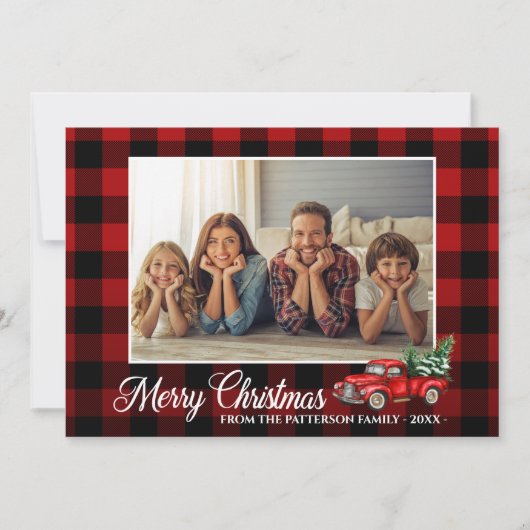 Calligrafiescript Foto Buffalo Pset Red Truck Kaart (Voorkant)