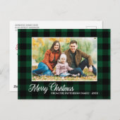 Calligrafiescript Foto groen geplakt kerstfeest Briefkaart (Voorkant / Achterkant)